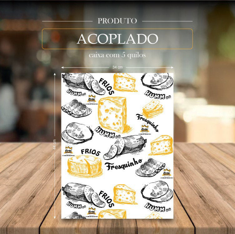 Papel Acoplado para Embalagens Frios Tamanho 34x44 - CX 5KG